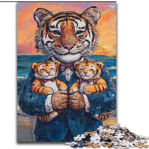 Puzzle für Erwachsene, 1000 Teile, Tigerfamilie, für Kinder ab 14 Jahren, Lernspiel, Herausforderung, Spielzeug, Geschenk zum Geburtstag (Größe 50x75cm) von RZFWJL