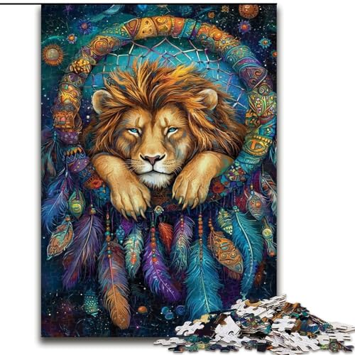Puzzle für Erwachsene, 1000 Teile, Traumfänger mit Löwenmotiv, für Kinder ab 14 Jahren, Lernspiel, Herausforderung, Spielzeug, Geschenk zum Geburtstag (Größe 26x38cm) von RZFWJL