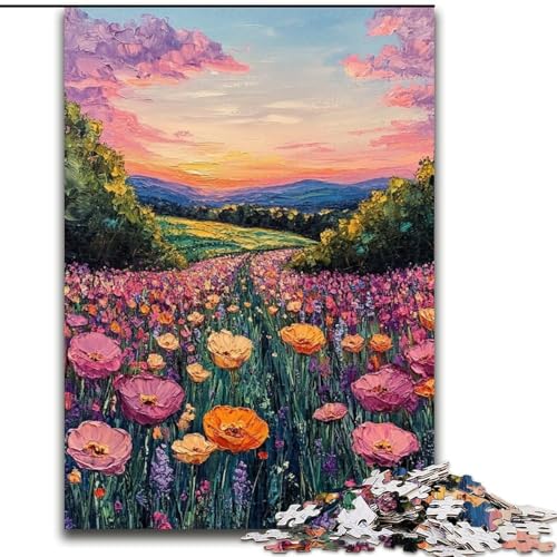 Puzzle für Erwachsene, 1000 Teile, Tulpengarten, für Kinder ab 14 Jahren, Lernspiel, Herausforderung, Spielzeug, Geschenk zum Geburtstag (Größe 50x75cm) von RZFWJL