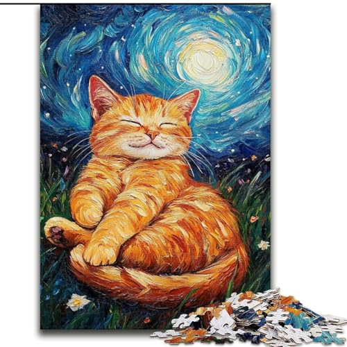 Puzzle für Erwachsene, 1000 Teile, Van Gogh, Nachthimmelkatze, für Kinder ab 14 Jahren, Lernspiel, Herausforderung, Spielzeug, Geschenk zum Geburtstag (Größe 50x75cm) von RZFWJL