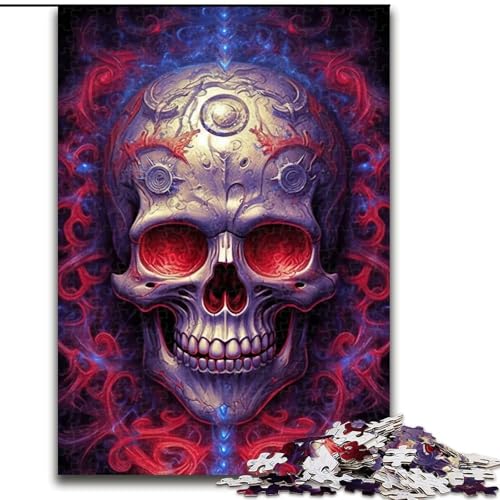 Puzzle für Erwachsene, 1000 Teile, Violettes Totenkopf-Kunstwerk, aus Holz, anspruchsvolles Denkspiel für Teenager, unterhaltsames interaktives Spiel für die ganze Familie, 1000 Teile(50x75cm) von RZFWJL