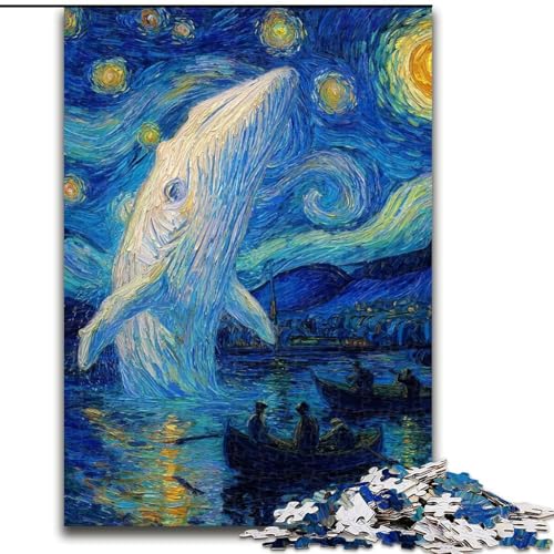 Puzzle für Erwachsene, 1000 Teile, Wale im Sternenhimmel, für Kinder ab 14 Jahren, Lernspiel, Herausforderung, Spielzeug, Geschenk zum Geburtstag (Größe 26x38cm) von RZFWJL