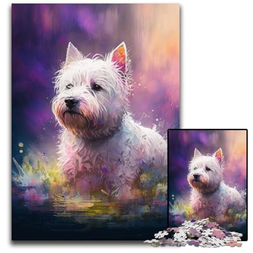 Puzzle für Erwachsene, 1000 Teile, West Highland White Terrier, interaktives Familienspiel, Denksportaufgabe, Lernspielzeug, 26x38cm/10,23x14,96 Zoll von RZFWJL