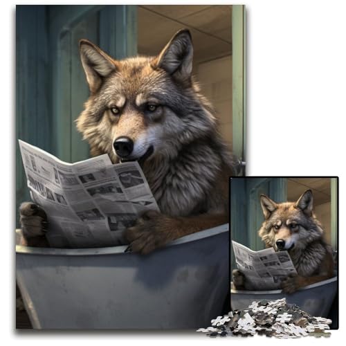 Puzzle für Erwachsene, 1000 Teile, Wolf liest Zeitung, interaktives Familienspiel, Denksportaufgabe, Lernspielzeug, 26x38cm/10,23x14,96 Zoll Puzzle für Erwachsene, 1000 Teile, Wolf liest Zeitung, interaktives Familienspiel, Denksportaufgabe, Lernspielzeug, 26x38cm/10,23x14,96 Zoll von RZFWJL