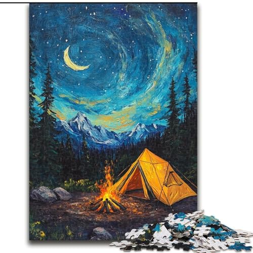 Puzzle für Erwachsene, 1000 Teile, Zelt unter dem Nachthimmel, für Kinder ab 14 Jahren, Lernspiel, Herausforderung, Spielzeug, Geschenk zum Geburtstag (Größe 26x38cm) von RZFWJL