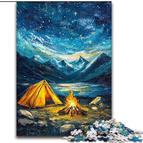 Puzzle für Erwachsene, 1000 Teile, Zelt unter dem Nachthimmel, für Kinder ab 14 Jahren, Lernspiel, Herausforderung, Spielzeug, Geschenk zum Geburtstag (Größe 50x75cm) von RZFWJL