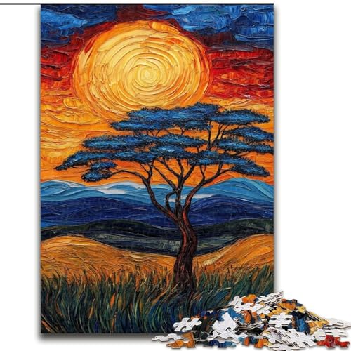 Puzzle für Erwachsene, 1000 Teile, afrikanische Graslandschaften, geeignet für Kinder ab 14 Jahren, Wohndeko-Angebot als Geschenk für die ganze Familie (Größe 26x38cm) von RZFWJL