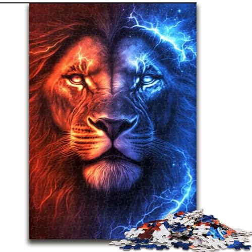 Puzzle für Erwachsene, 1000 Teile, buntes Galaxie-Löwen-Puzzle aus Holz, Geburtstage, Weihnachten, Halloween, Erntedankfest, Ostern, 1000 Teile(50x75cm) von RZFWJL