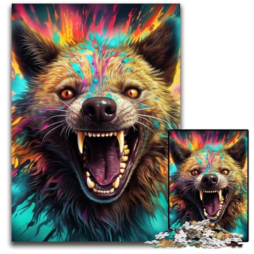 Puzzle für Erwachsene, 1000 Teile, farbenfrohe Kunsthyäne, anspruchsvolle Puzzles, Geburtstagsgeschenkidee, anspruchsvolles Denkspiel, 26x38cm/10,23x14,96 Zoll Puzzle für Erwachsene, 1000 Teile, farbenfrohe Kunsthyäne, anspruchsvolle Puzzles, Geburtstagsgeschenkidee, anspruchsvolles Denkspiel, 26x38cm/10,23x14,96 Zoll von RZFWJL