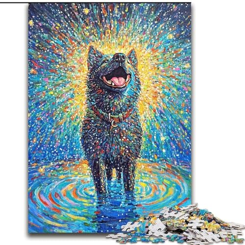 Puzzle für Erwachsene, 1000 Teile, fröhlicher, skurriler Akita-Hund, dekomprimierendes, intellektuelles Lernspielzeug, ganze Familie (Größe 50x75cm) von RZFWJL
