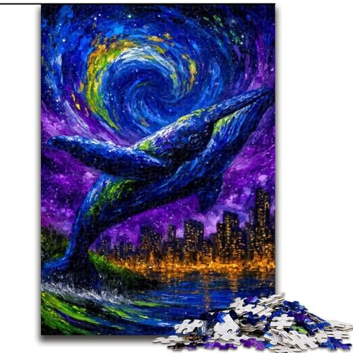 Puzzle für Erwachsene, 1000 Teile, geheimnisvoller Wal, für Kinder ab 14 Jahren, Lernspiel, Herausforderung, Spielzeug, Geschenk zum Geburtstag (Größe 50x75cm) von RZFWJL