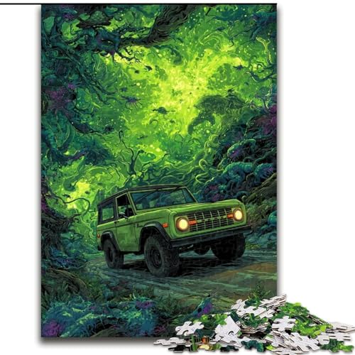 Puzzle für Erwachsene, 1000 Teile, grüner Sportwagen, geeignet für Kinder ab 14 Jahren, Heimdekoration, Geschenk für die ganze Familie (Größe 50x75cm) von RZFWJL