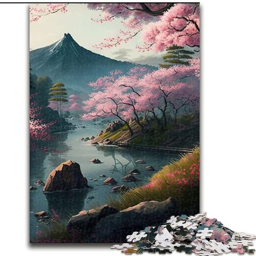 Puzzle für Erwachsene, 1000 Teile, japanische Kirschblüten, aus Holz, Geburtstage, Weihnachten, Halloween, Erntedankfest, Ostern, 1000 Teile(50x75cm) von RZFWJL