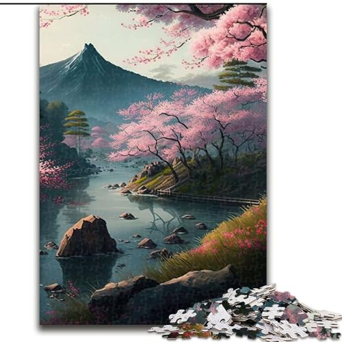 Puzzle für Erwachsene, 1000 Teile, japanische Kirschblüten, aus Pappe, Spielzeug, Geschenk, pädagogisches, intellektuelles, entspannendes Familienspiel, 1000 Teile(26x38cm) von RZFWJL