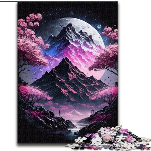 Puzzle für Erwachsene, 1000 Teile, japanische Landschaft, Neon-Puzzle, aus Pappe, Eltern, Partner, Freunde – ab 14 Jahren, 1000 Teile(26x38cm) von RZFWJL