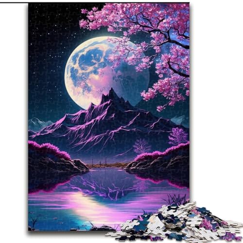 Puzzle für Erwachsene, 1000 Teile, japanische Landschaft, Neon-Puzzle, aus Pappe, anspruchsvolles DIY-Denkspiel, interaktives Familienspiel, 1000 Teile(26x38cm) von RZFWJL