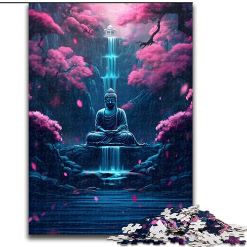 Puzzle für Erwachsene, 1000 Teile, japanischer Buddha-Wasserfall, aus Pappe, Spielzeug, Geschenk, pädagogisches, intellektuelles, entspannendes Familienspiel, 1000 Teile(26x38cm) von RZFWJL