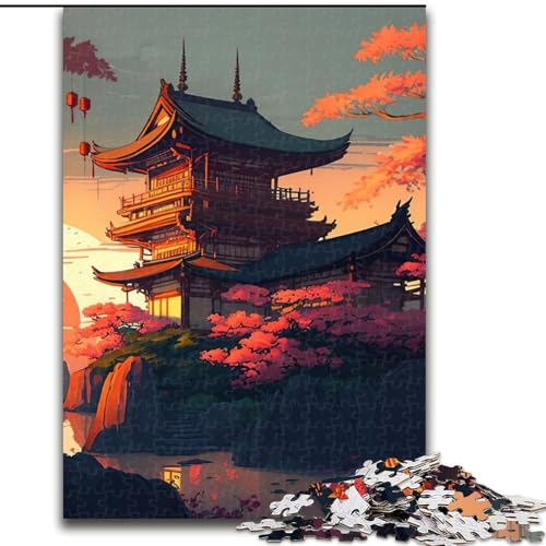 Puzzle für Erwachsene, 1000 Teile, japanischer Tempel, Puzzle aus Holz, entspannende Unterhaltung, Heimdekoration, 1000 Teile(50x75cm) von RZFWJL