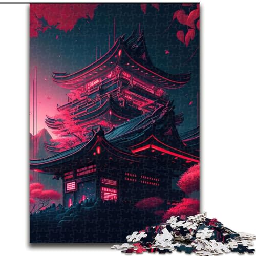 Puzzle für Erwachsene, 1000 Teile, japanischer Tempel, aus Pappe, anspruchsvolles DIY-Denkspiel, interaktives Familienspiel, 1000 Teile(26x38cm) von RZFWJL