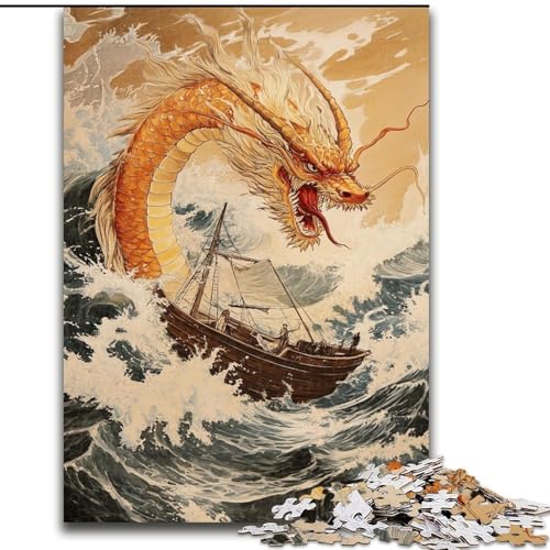 Puzzle für Erwachsene, 1000 Teile, japanischer Wellendrache, für Kinder ab 14 Jahren, Lernspiel, Herausforderung, Spielzeug, Geschenk zum Geburtstag (Größe 26x38cm) von RZFWJL