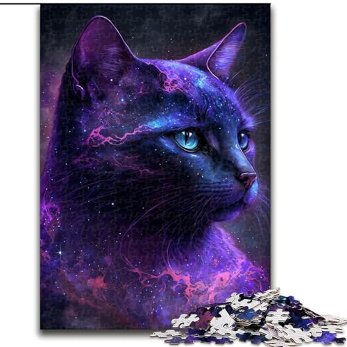 Puzzle für Erwachsene, 1000 Teile, lila Galaxie-Katzen-Puzzle aus Holz, Geburtstage, Weihnachten, Halloween, Erntedankfest, Ostern, 1000 Teile(50x75cm) von RZFWJL