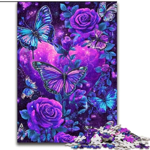 Puzzle für Erwachsene, 1000 Teile, lila Schmetterling, für Kinder ab 14 Jahren, Lernspiel, Herausforderung, Spielzeug, Geschenk zum Geburtstag (Größe 50x75cm) von RZFWJL