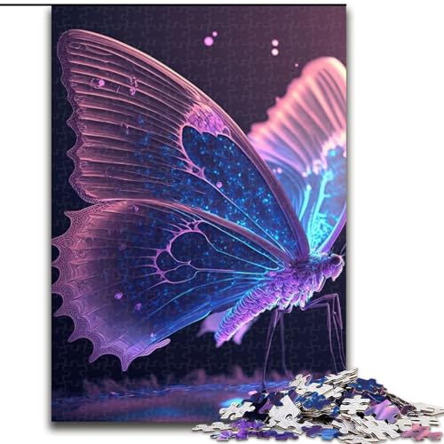 Puzzle für Erwachsene, 1000 Teile, rosa-lila Schmetterling, aus Holz, Geburtstage, Weihnachten, Halloween, Erntedankfest, Ostern, 1000 Teile(50x75cm) von RZFWJL