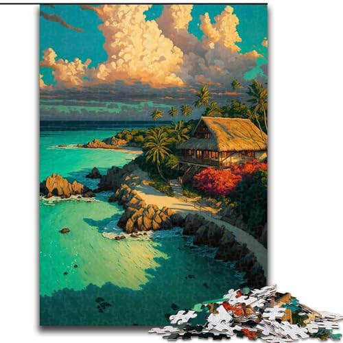 Puzzle für Erwachsene, 1000 Teile, tropischer Strand, aus Pappe, anspruchsvolles Denkspiel für Teenager, unterhaltsames interaktives Spiel für die ganze Familie, 1000 Teile(26x38cm) von RZFWJL