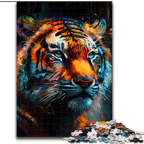 Puzzle für Erwachsene, 1000 Teile, ungezähmte Schönheit, Tigerkopf-Puzzle aus Pappe, entspannende Unterhaltung, Heimdekoration, 1000 Teile(26x38cm) von RZFWJL