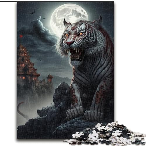 Puzzle für Erwachsene, 1000 Teile, weißer Tiger, aus Holz, anspruchsvolles Denkspiel für Teenager, unterhaltsames interaktives Spiel für die ganze Familie, 1000 Teile(50x75cm) von RZFWJL
