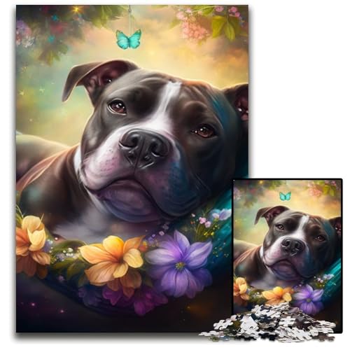 Puzzle für Erwachsene, 1000 Teile, wunderschöne Staffordshire Bull Terrier-Holzpuzzles, interaktives Familienspiel, DIY-Heimdekoration, Gehirn-Herausforderung, Geschenk, 50x75cm/19,68x29,52 Zoll Puzzle für Erwachsene, 1000 Teile, wunderschöne Staffordshire Bull Terrier-Holzpuzzles, interaktives Familienspiel, DIY-Heimdekoration, Gehirn-Herausforderung, Geschenk, 50x75cm/19,68x29,52 Zoll von RZFWJL