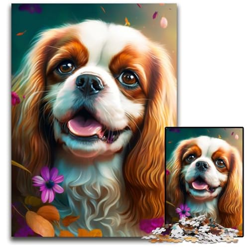 Puzzle für Erwachsene, 1000 farbenfrohe Kunst-Puzzles mit englischem Cocker-Spaniel für Erwachsene zur Heimdekoration, ideales Weihnachts- und Neujahrsgeschenk für Teenager, 26x38cm/10,23x14,96 Zoll von RZFWJL