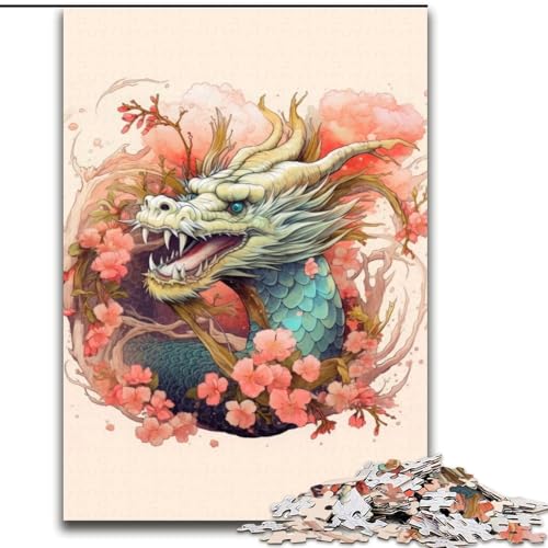 Puzzle für Erwachsene, 1000 japanische Drachenkirsch-Puzzles aus Pappe, Geburtstagsgeschenkidee, anspruchsvolles Denkspiel, 1000 Teile(26x38cm) von RZFWJL