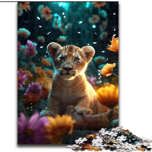Puzzle für Erwachsene, 1000 magische Blumen-Puzzles mit Löwenjungen, aus Pappe, Geburtstage, Feiertage, Weltraum-Party-Dekorationen, 1000 Teile(26x38cm) von RZFWJL