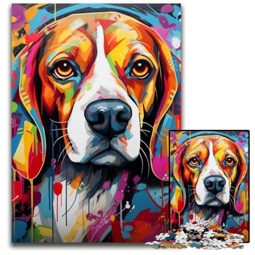 Puzzle für Erwachsene, 1000-teiliges Beagle-Puzzle aus Pappe. Entspannende Unterhaltung, Heimdekoration, 26x38cm/10,23x14,96 Zoll von RZFWJL