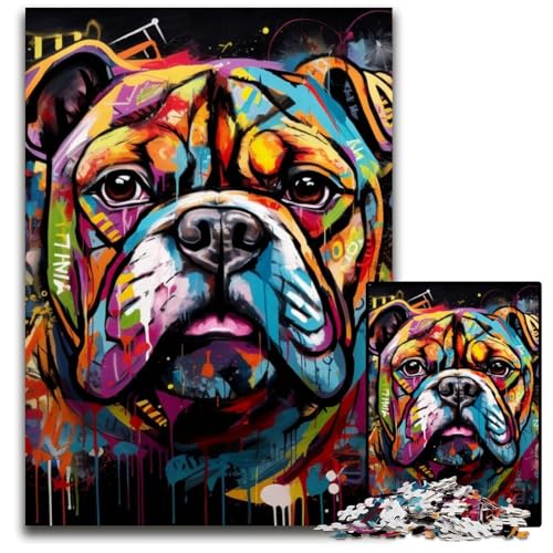 Puzzle für Erwachsene, 1000-teiliges Bulldog-Graffiti-Holzpuzzle, interaktives Familienspiel, DIY-Heimdekoration, Gehirn-Herausforderung, Geschenk, 50x75cm/19,68x29,52 Zoll Puzzle für Erwachsene, 1000-teiliges Bulldog-Graffiti-Holzpuzzle, interaktives Familienspiel, DIY-Heimdekoration, Gehirn-Herausforderung, Geschenk, 50x75cm/19,68x29,52 Zoll von RZFWJL
