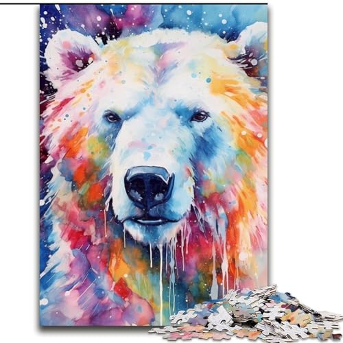 Puzzle für Erwachsene, 1000-teiliges Eisbär-Aquarell-Puzzle aus Pappe, anspruchsvolles Denkspiel für Teenager, unterhaltsames interaktives Spiel für die ganze Familie, 1000 Teile(26x38cm) von RZFWJL
