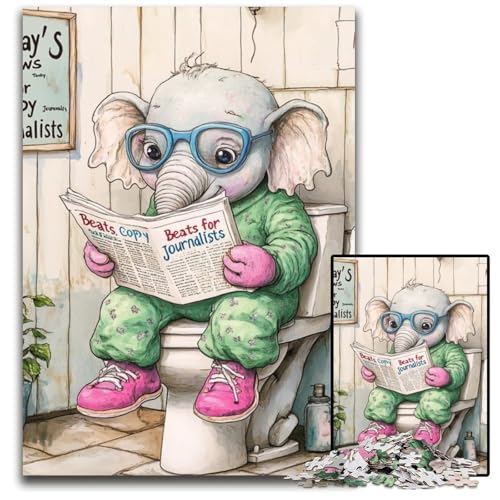 Puzzle für Erwachsene, 1000-teiliges Elefanten-Toiletten-Puzzle aus Holz, interaktives Familienspiel, DIY-Heimdekoration, Gehirn-Herausforderung, Geschenk, 50x75cm/19,68x29,52 Zoll Puzzle für Erwachsene, 1000-teiliges Elefanten-Toiletten-Puzzle aus Holz, interaktives Familienspiel, DIY-Heimdekoration, Gehirn-Herausforderung, Geschenk, 50x75cm/19,68x29,52 Zoll von RZFWJL