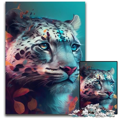 Puzzle für Erwachsene, 1000-teiliges Fantasy-Leoparden-Holzpuzzle, entspannende Unterhaltung, Heimdekoration, 50x75cm/19,68x29,52 Zoll von RZFWJL
