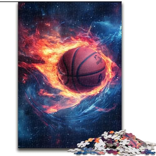 Puzzle für Erwachsene, 1000-teiliges Flammen-Basketball-Puzzle, anspruchsvolles Denkspiel für Teenager, perfekt als Heimdekoration oder Geschenk, 50x75cm von RZFWJL