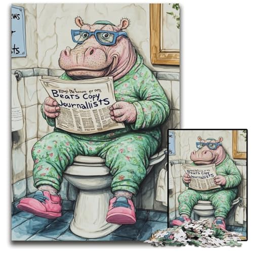 Puzzle für Erwachsene, 1000-teiliges Hippo Go Toilet-Holzpuzzle, interaktives Familienspiel, DIY-Heimdekoration, Gehirn-Herausforderung, Geschenk, 50x75cm/19,68x29,52 Zoll Puzzle für Erwachsene, 1000-teiliges Hippo Go Toilet-Holzpuzzle, interaktives Familienspiel, DIY-Heimdekoration, Gehirn-Herausforderung, Geschenk, 50x75cm/19,68x29,52 Zoll von RZFWJL