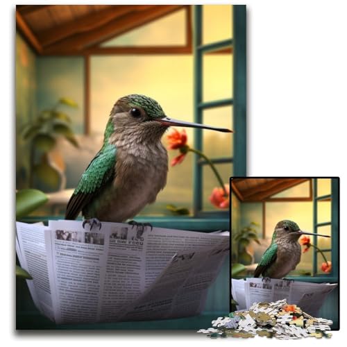 Puzzle für Erwachsene, 1000-teiliges Holzpuzzle mit Kolibri und Zeitungslesung, entspannende Unterhaltung, Heimdekoration, 50x75cm/19,68x29,52 Zoll Puzzle für Erwachsene, 1000-teiliges Holzpuzzle mit Kolibri und Zeitungslesung, entspannende Unterhaltung, Heimdekoration, 50x75cm/19,68x29,52 Zoll von RZFWJL