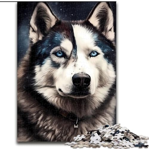Puzzle für Erwachsene, 1000-teiliges Husky-Hunde-Puzzle aus Holz, anspruchsvolles Denkspiel für Teenager, unterhaltsames interaktives Spiel für die ganze Familie, 1000 Teile(50x75cm) von RZFWJL