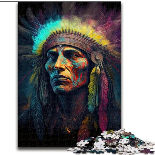 Puzzle für Erwachsene, 1000-teiliges Indianer-Puzzle aus Pappe, Geschenkidee zum Geburtstag, anspruchsvolles Denkspiel, 1000 Teile(26x38cm) von RZFWJL