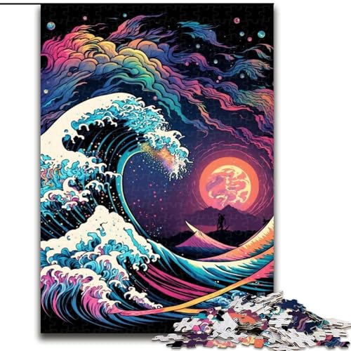 Puzzle für Erwachsene, 1000-teiliges Japanisches Wellen-Puzzle aus Holz, anspruchsvolles Denkspiel für Teenager, unterhaltsames interaktives Spiel für die ganze Familie, 1000 Teile(50x75cm) von RZFWJL