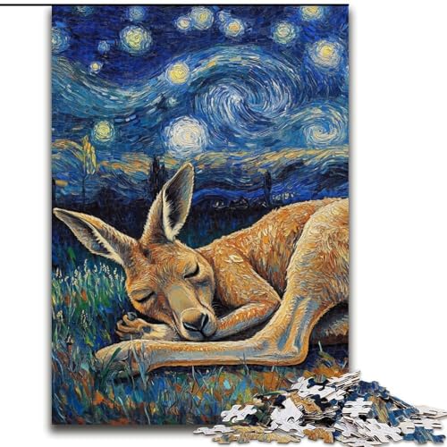 Puzzle für Erwachsene, 1000-teiliges Känguru-Nachthimmel-Puzzle aus Holz, Familieninteraktion und Gehirnherausforderung, Familienaktivitäts-Herausforderung, 1000 Teile(50x75cm) von RZFWJL