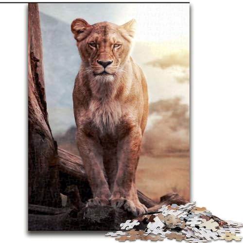 Puzzle für Erwachsene, 1000-teiliges Löwin-Puzzle aus Pappe, anspruchsvolles Denkspiel für Teenager, unterhaltsames interaktives Spiel für die ganze Familie, 1000 Teile(26x38cm) von RZFWJL