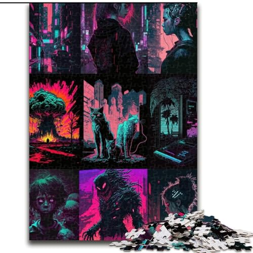Puzzle für Erwachsene, 1000-teiliges Neonlandschafts-Puzzle aus Holz, anspruchsvolles Denkspiel für Teenager, unterhaltsames interaktives Spiel für die ganze Familie, 1000 Teile(50x75cm) von RZFWJL