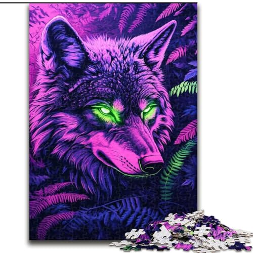 Puzzle für Erwachsene, 1000-teiliges Neonwolf-Puzzle, anspruchsvolles Denkspiel für Teenager, perfekt als Heimdekoration oder Geschenk, 50x75cm von RZFWJL