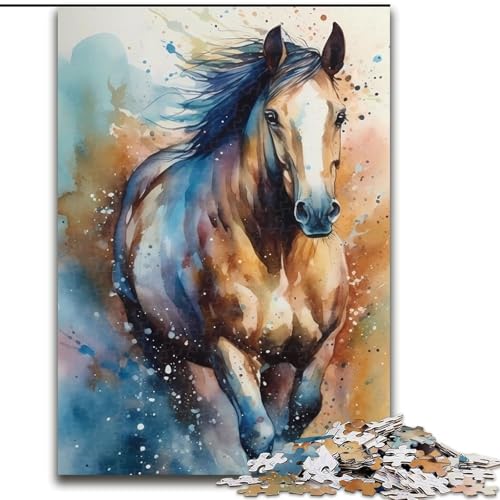 Puzzle für Erwachsene, 1000-teiliges Pferde-Puzzle, buntes Papppuzzle, Familieninteraktion und Gehirntraining, Familienaktivitäts-Herausforderung, 1000 Teile(26x38cm) von RZFWJL